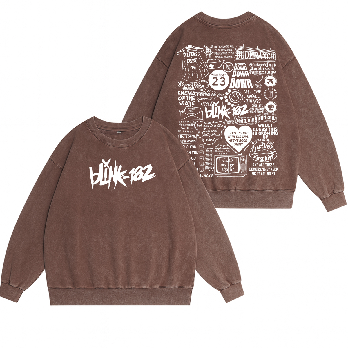 Blink-182 Unisex Washed Crewneck Sweatshirt