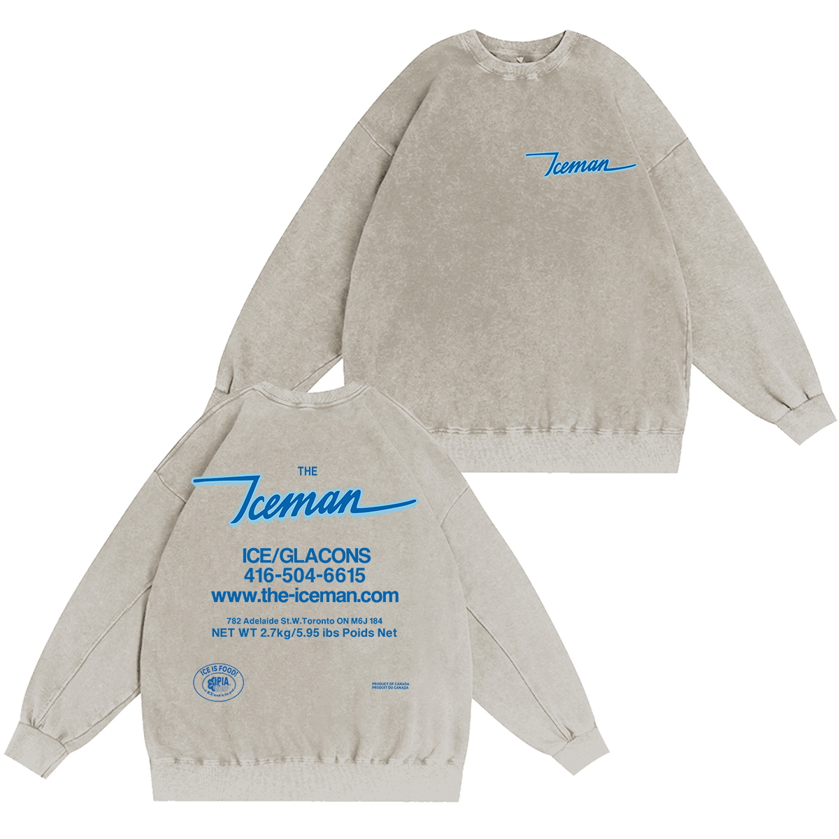 Iceman Unisex Washed Crewneck Sweatshirt