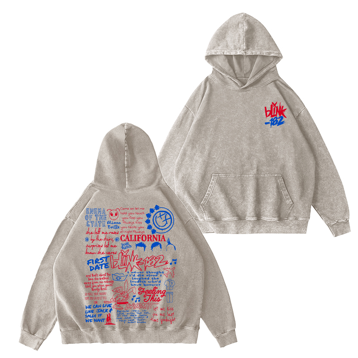 Blink 182 Washed Unisex Hoodie