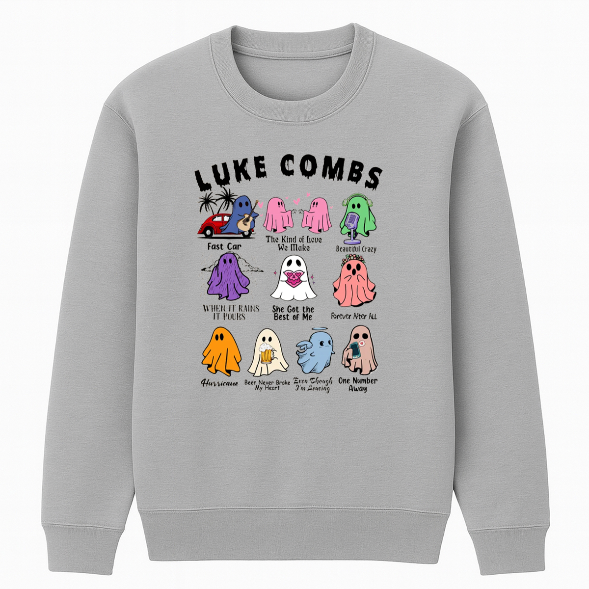 Luke Combs Ghost Halloween Unisex Cotton Creneck Sweatshirt