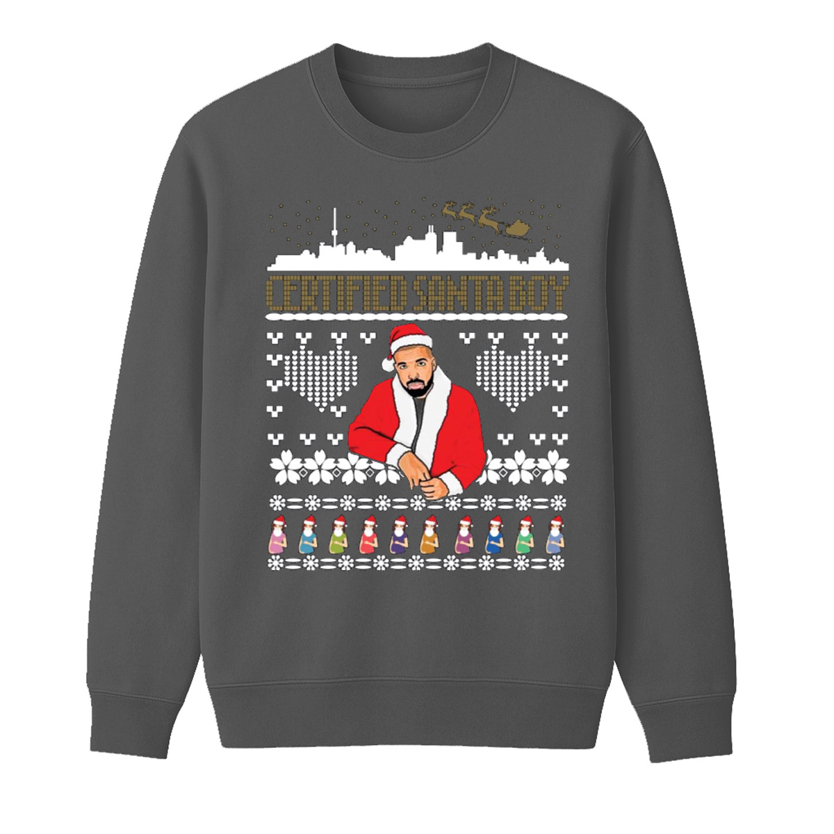 Certified Santa Boy Unisex Cotton Creneck Sweatshirt