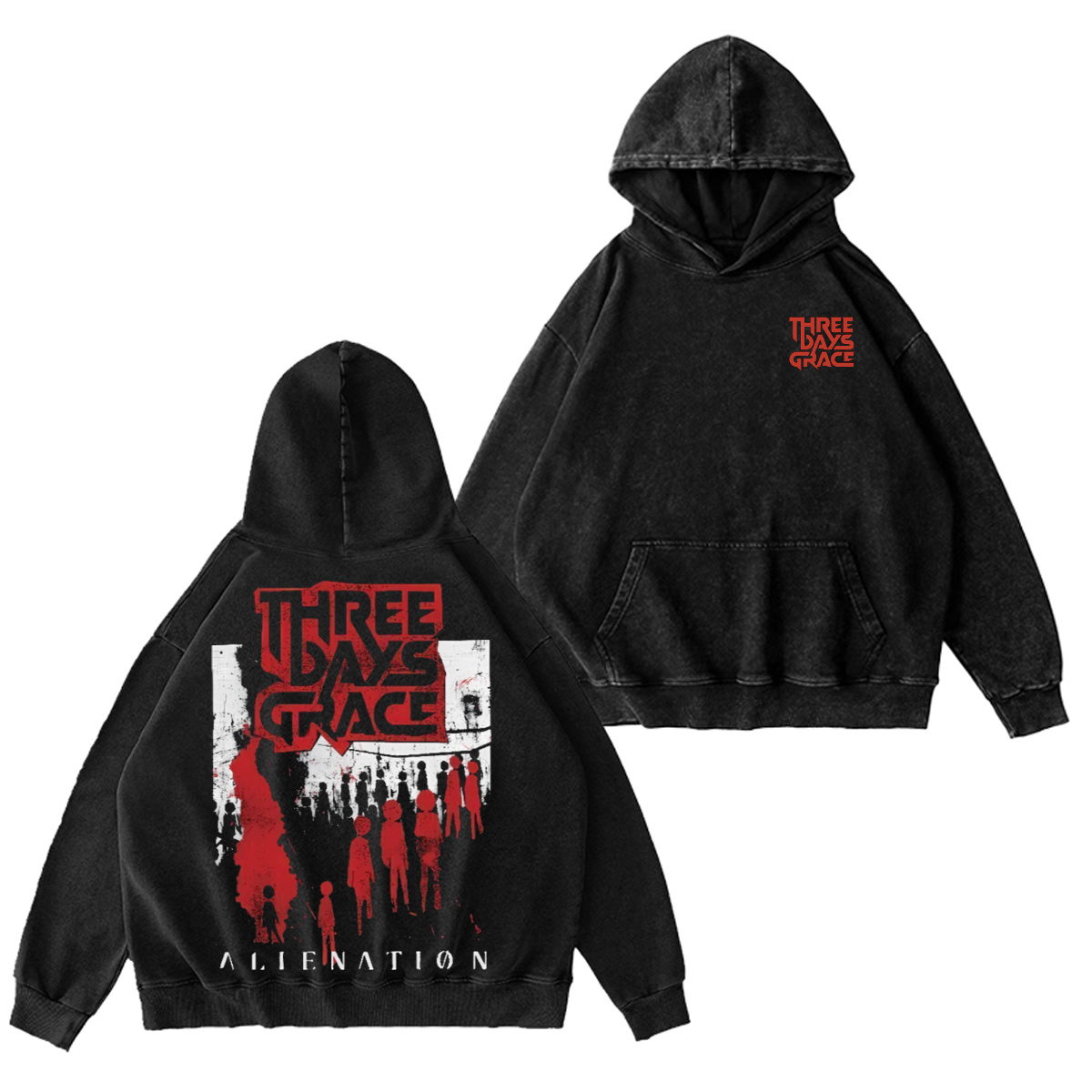Three Days Grace Unisex Washed Hoodie