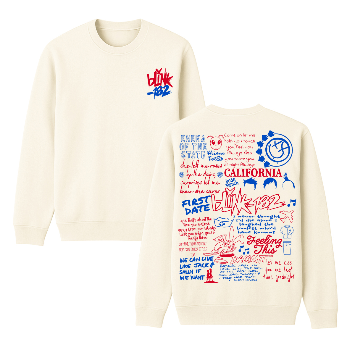 Blink 182 Unisex Cotton Creneck Sweatshirt