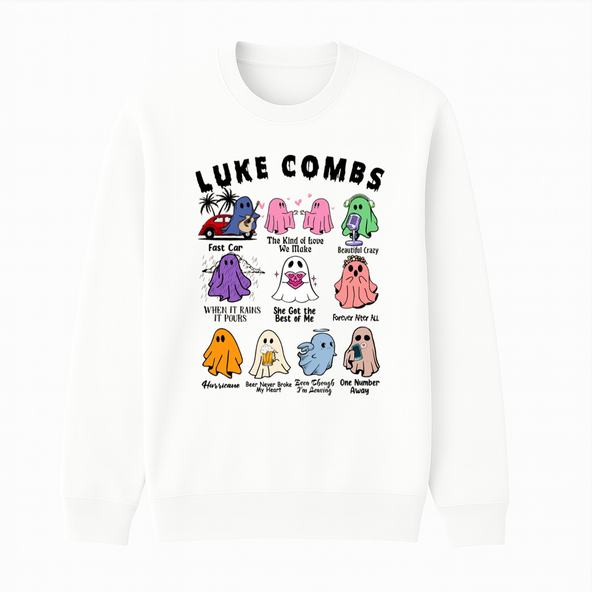 Luke Combs Ghost Halloween Unisex Cotton Creneck Sweatshirt
