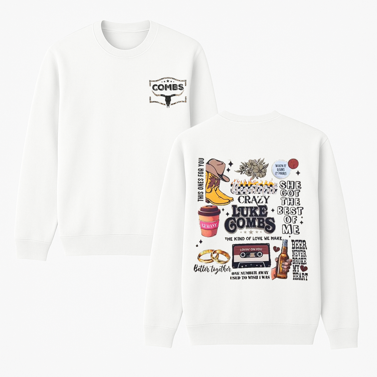 Luke Combs Unisex Cotton Creneck Sweatshirt