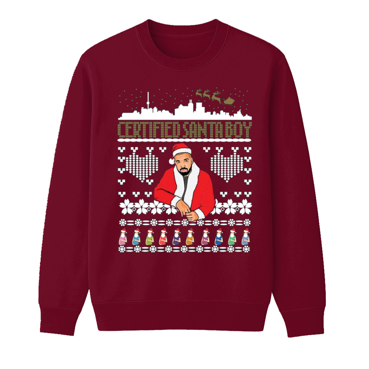 Certified Santa Boy Unisex Cotton Creneck Sweatshirt