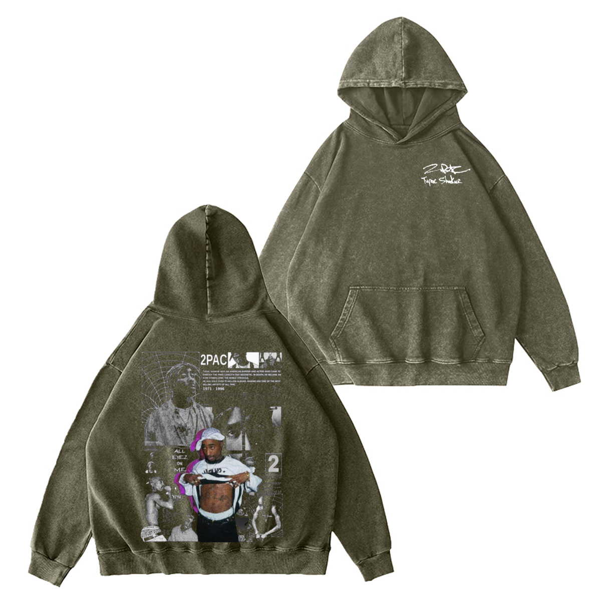 Tupac Shakur Washed Unisex Hoodie