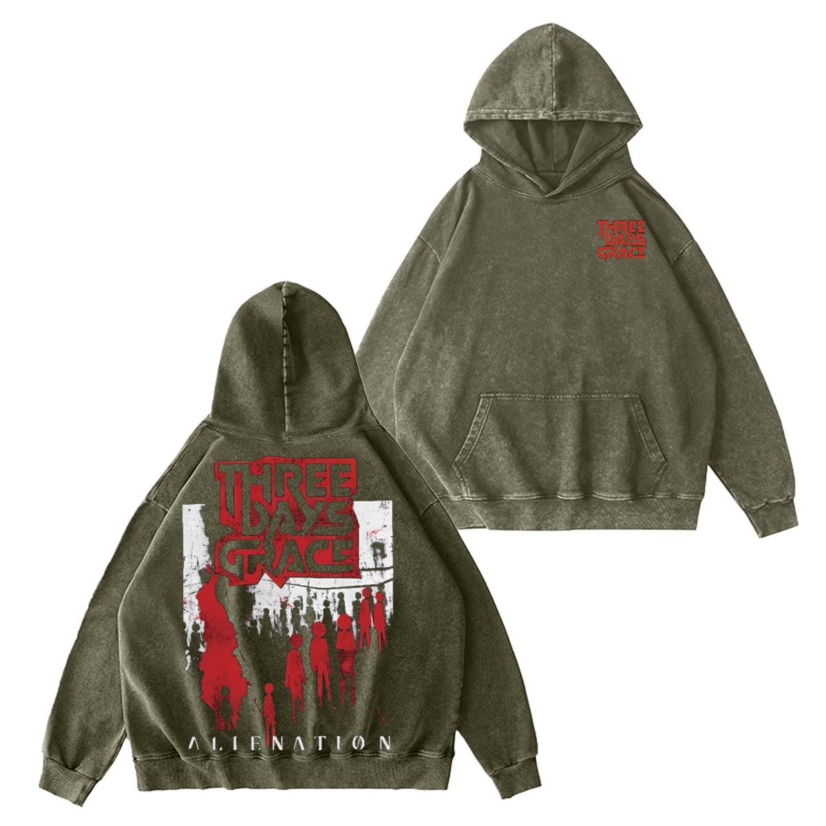 Three Days Grace Unisex Washed Hoodie