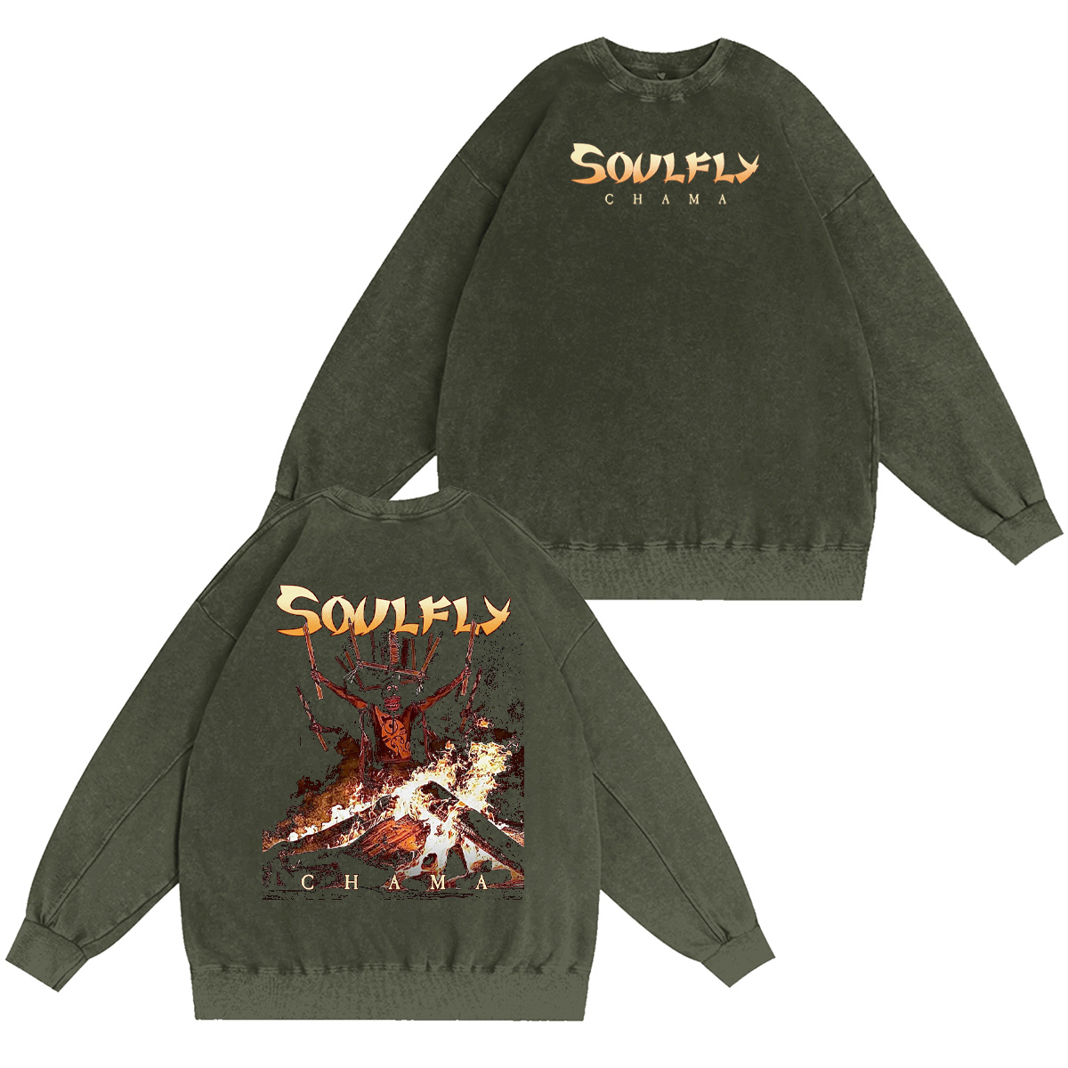 Soulfly Chama Unisex Washed Crewneck Sweatshirt