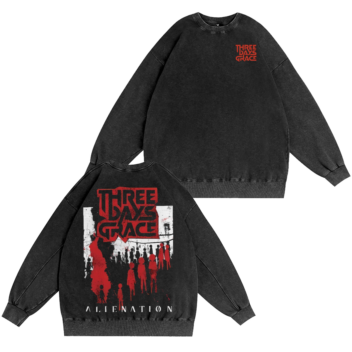 Three Days Grace Unisex Washed Crewneck Sweatshirt