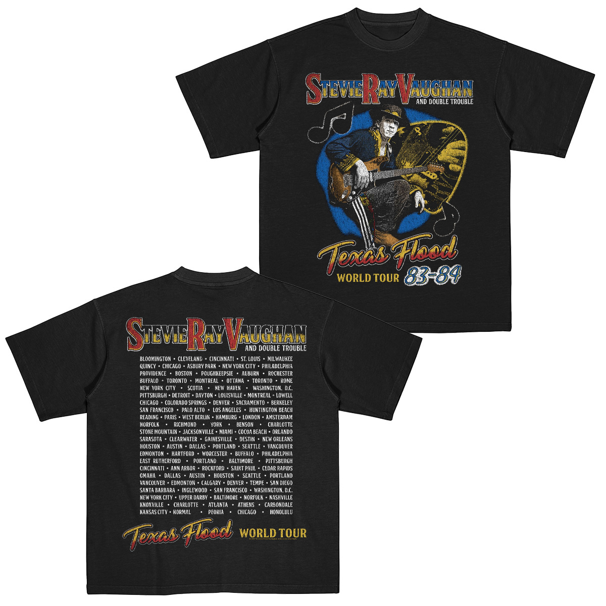 Stevie Ray Vaughan Texas Flood World Tour Cotton Unisex T-shirt