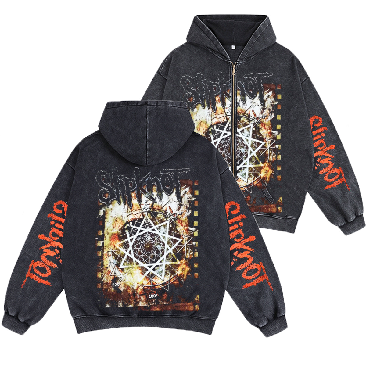 Slipknot Unisex Washed Zip Up Hoodie