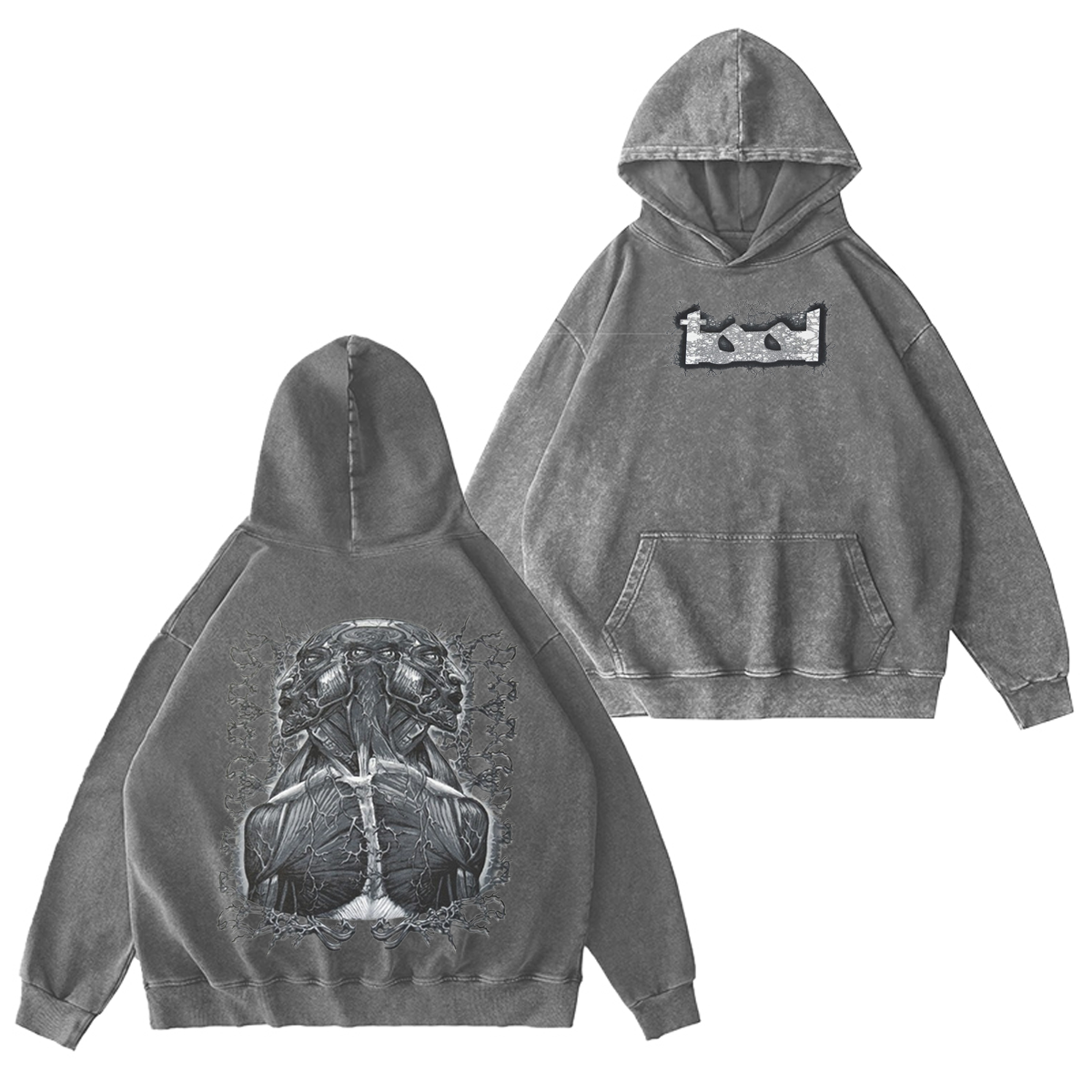 TOOL Grey Tool Man Washed Unisex Hoodie