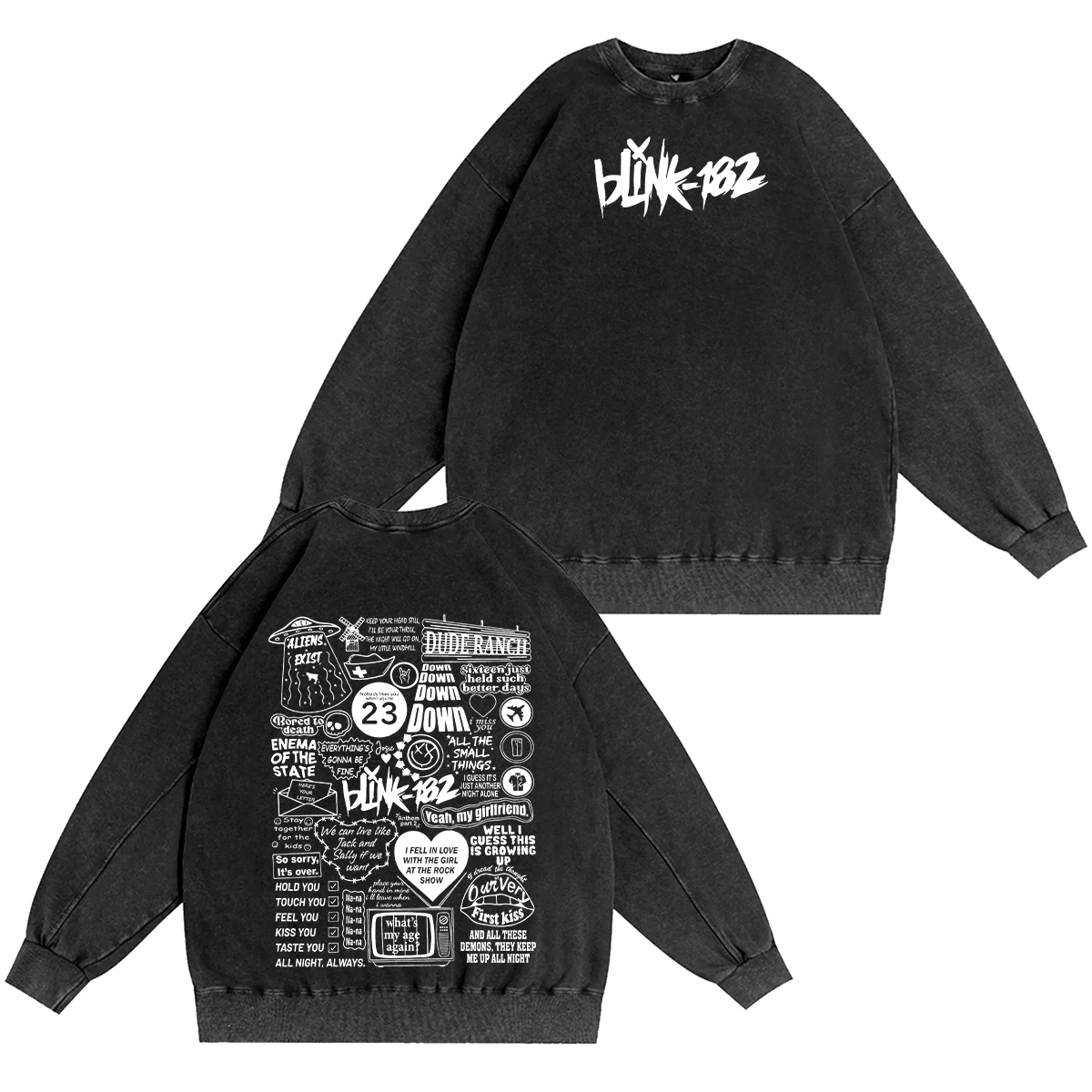 Blink-182 Unisex Washed Crewneck Sweatshirt