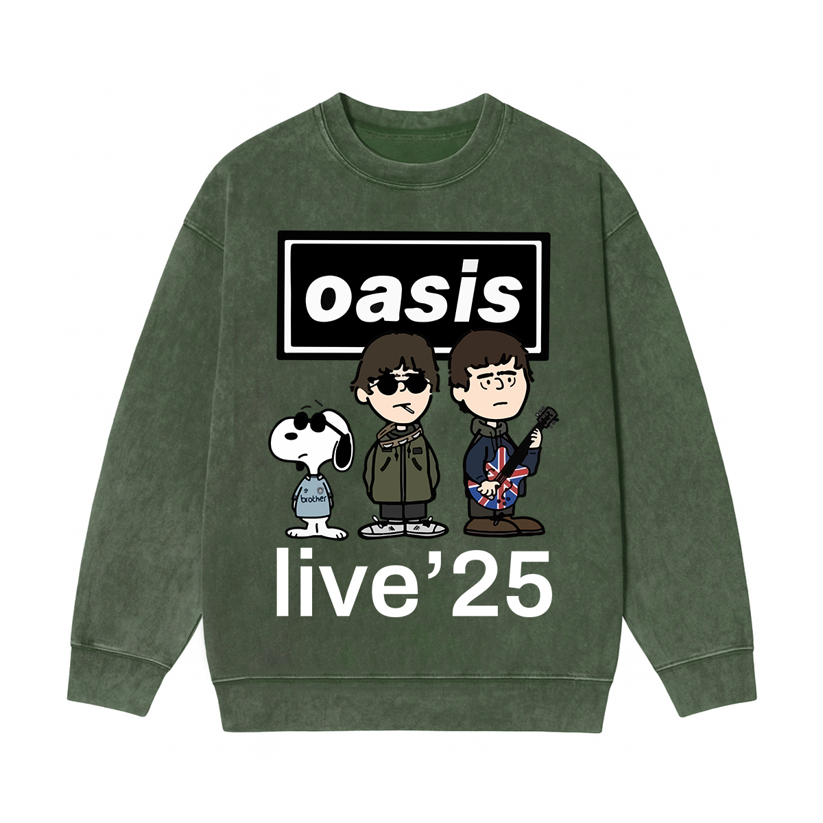 OASIS X SNOOPY Live 25 Washed Unisex Crewneck Sweatshirt