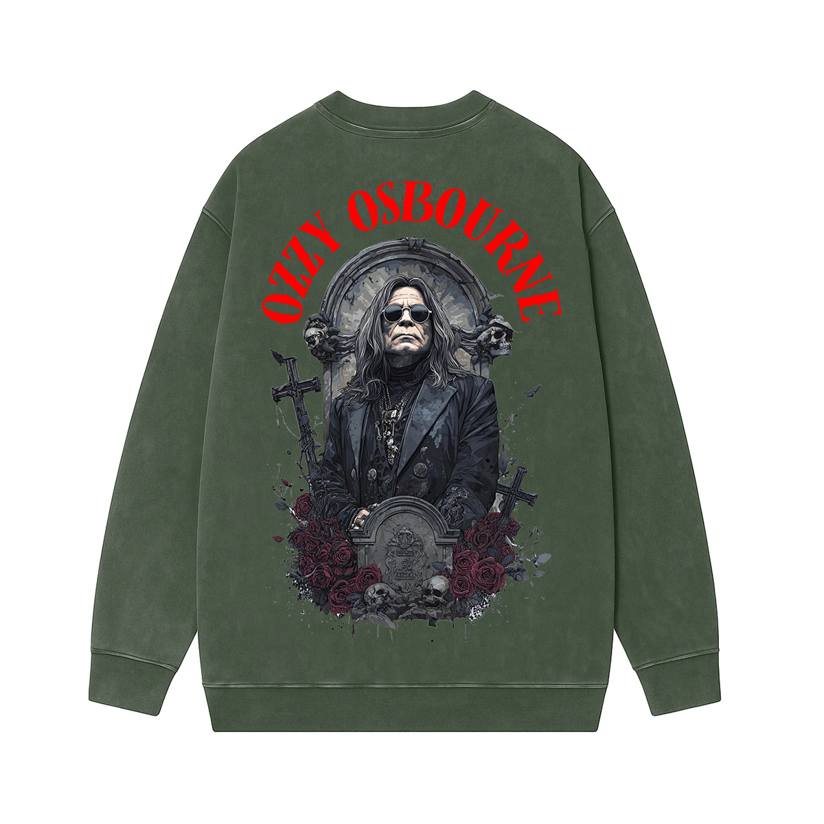 Ozzy Osbourne Memorial Unisex Washed Crewneck Sweatshirt