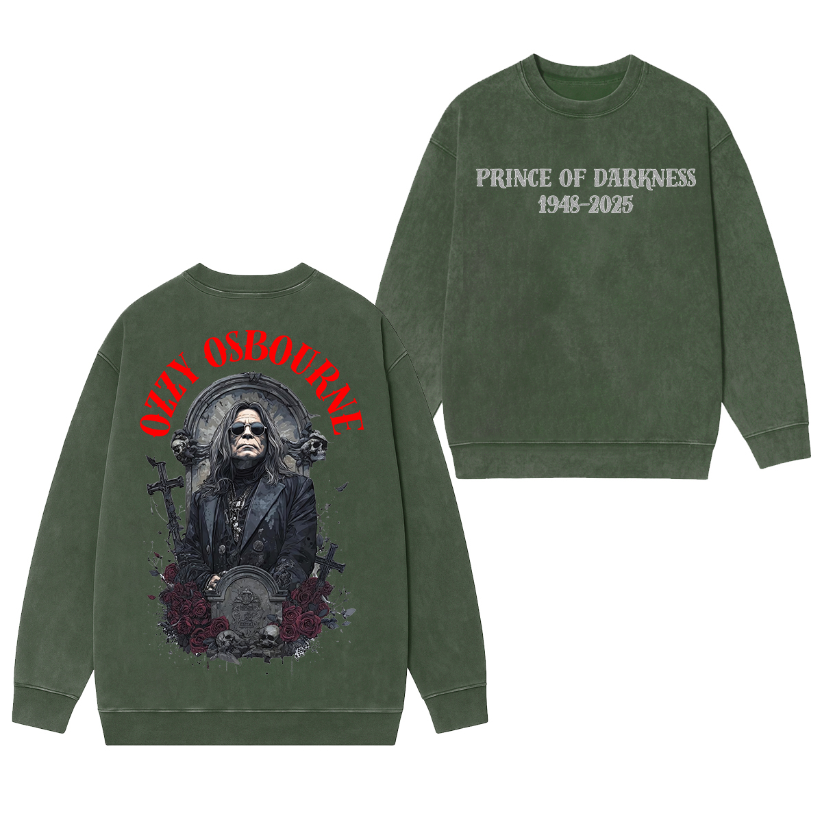 Ozzy Osbourne Memorial Unisex Washed Crewneck Sweatshirt