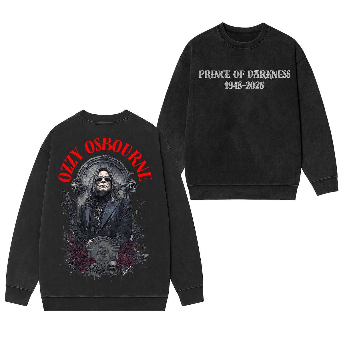 Ozzy Osbourne Memorial Unisex Washed Crewneck Sweatshirt
