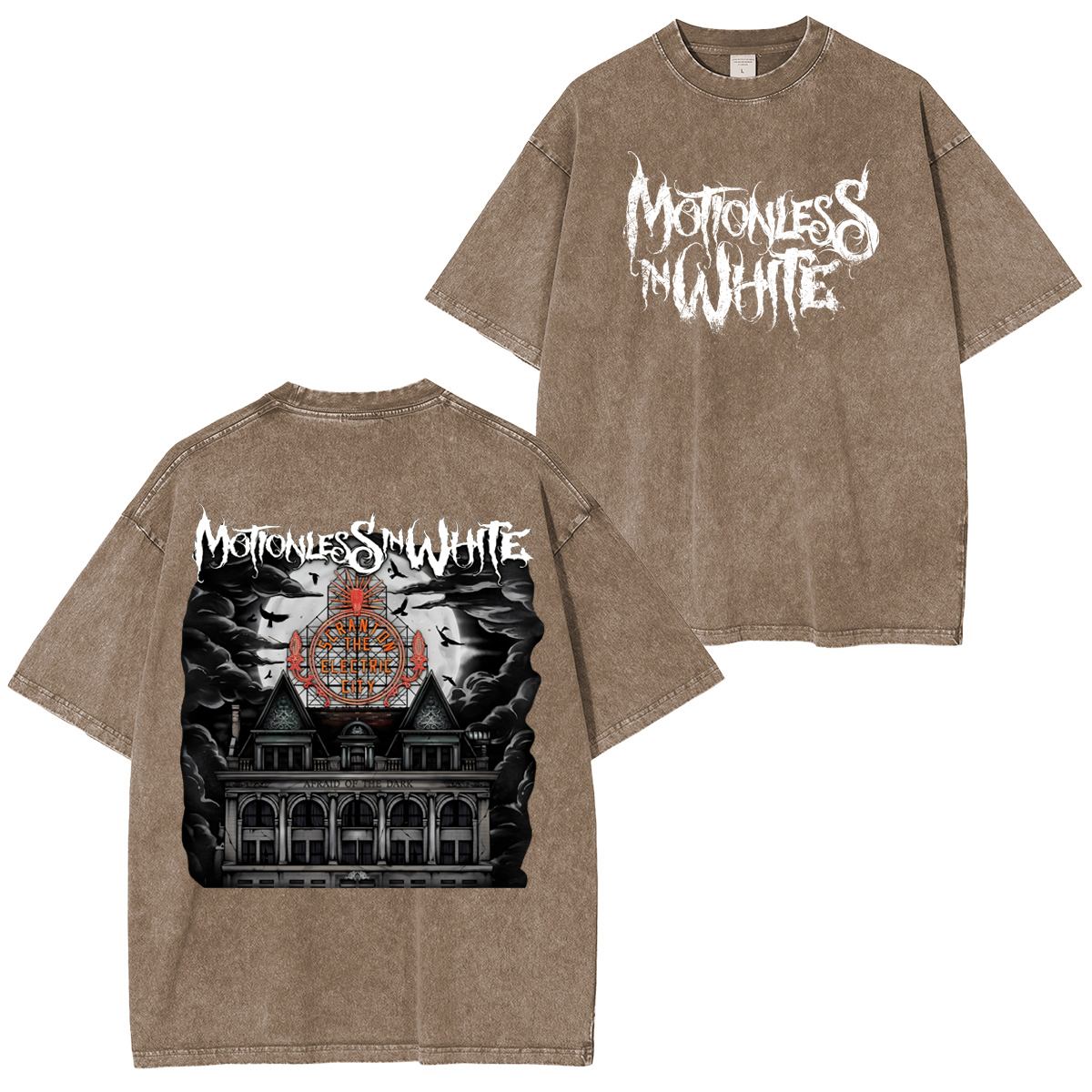 Motionless In White - Afraid Of The Dark - Rock Band  Washed Unisex T-Shirt