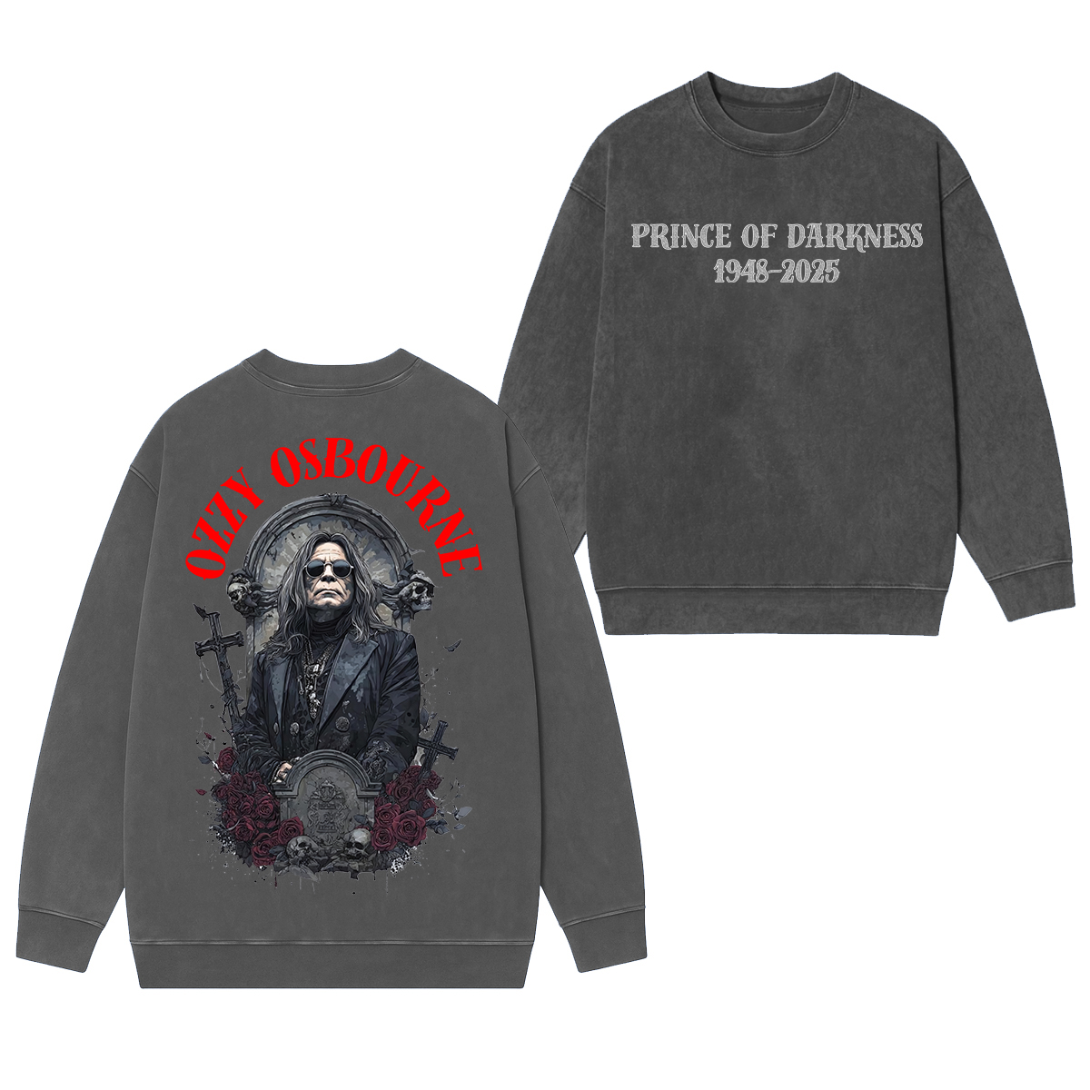 Ozzy Osbourne Memorial Unisex Washed Crewneck Sweatshirt