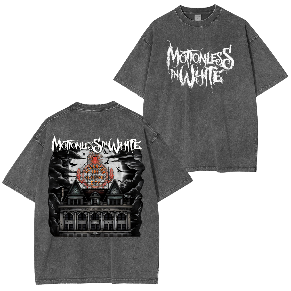 Motionless In White - Afraid Of The Dark - Rock Band  Washed Unisex T-Shirt