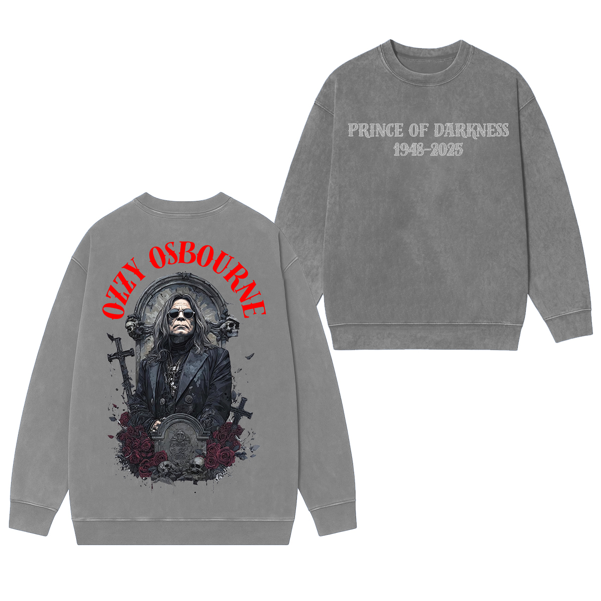 Ozzy Osbourne Memorial Unisex Washed Crewneck Sweatshirt