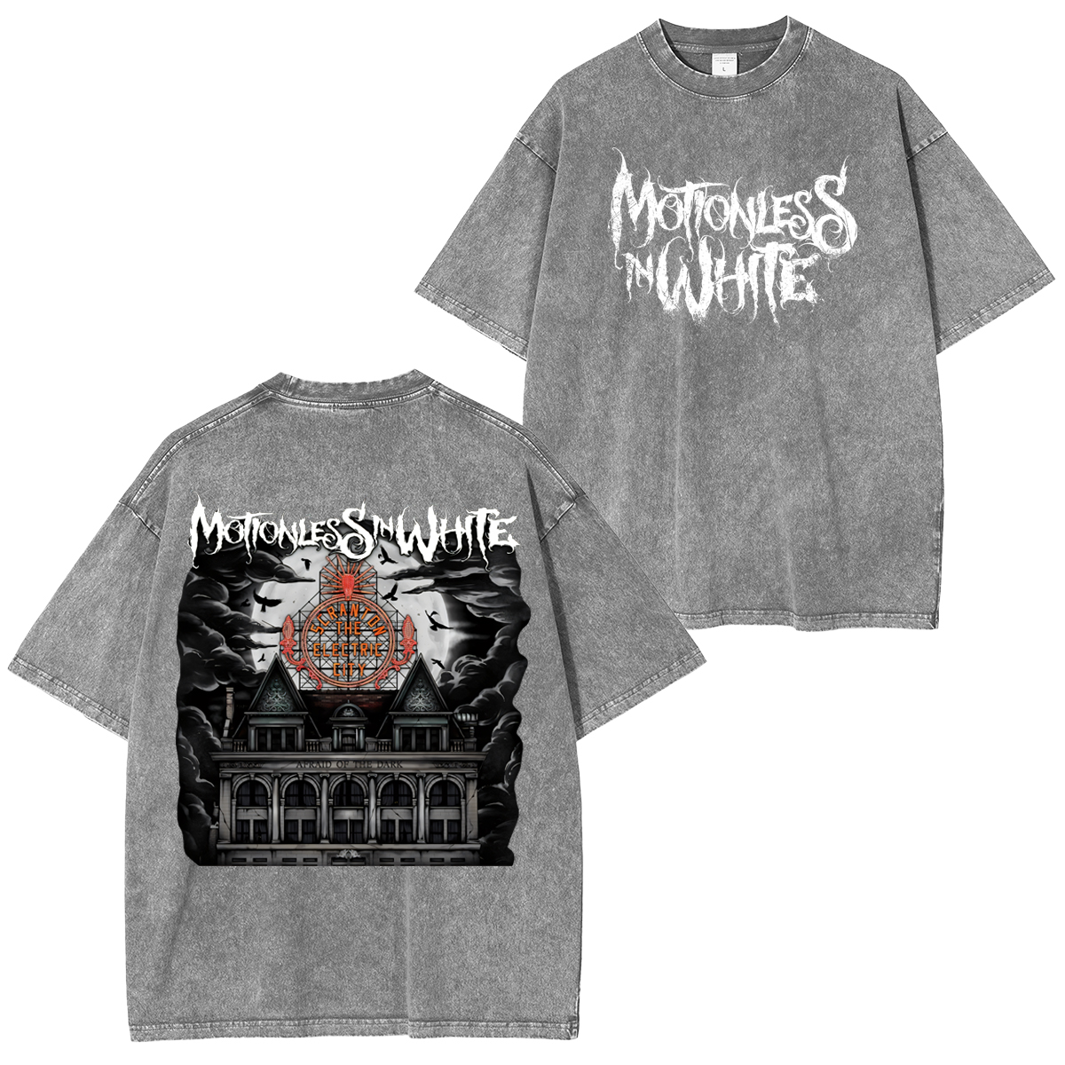 Motionless In White - Afraid Of The Dark - Rock Band  Washed Unisex T-Shirt