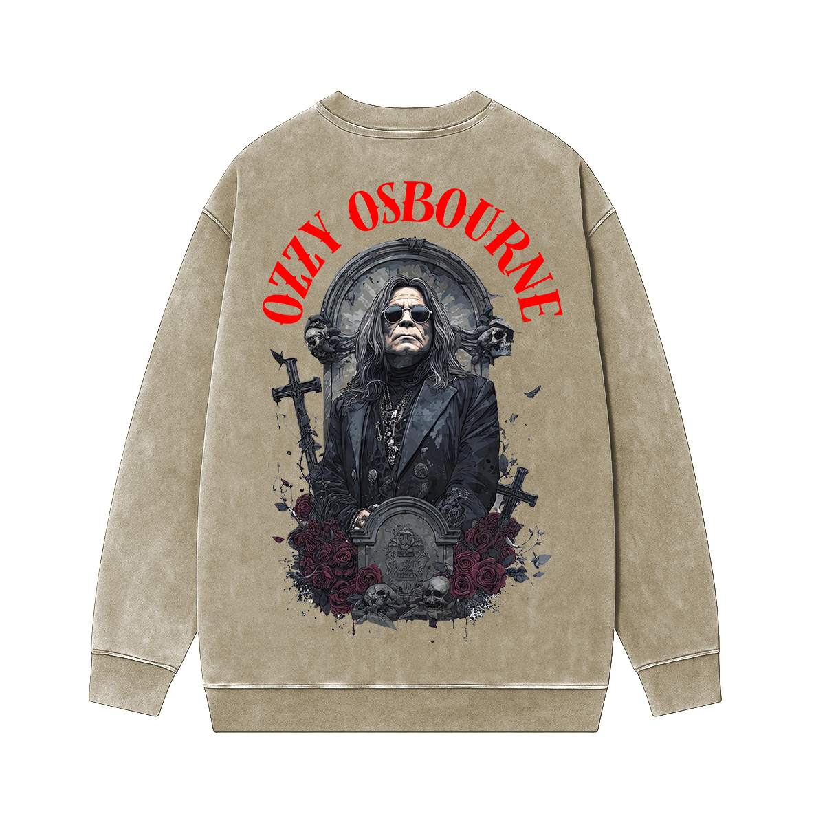 Ozzy Osbourne Memorial Unisex Washed Crewneck Sweatshirt