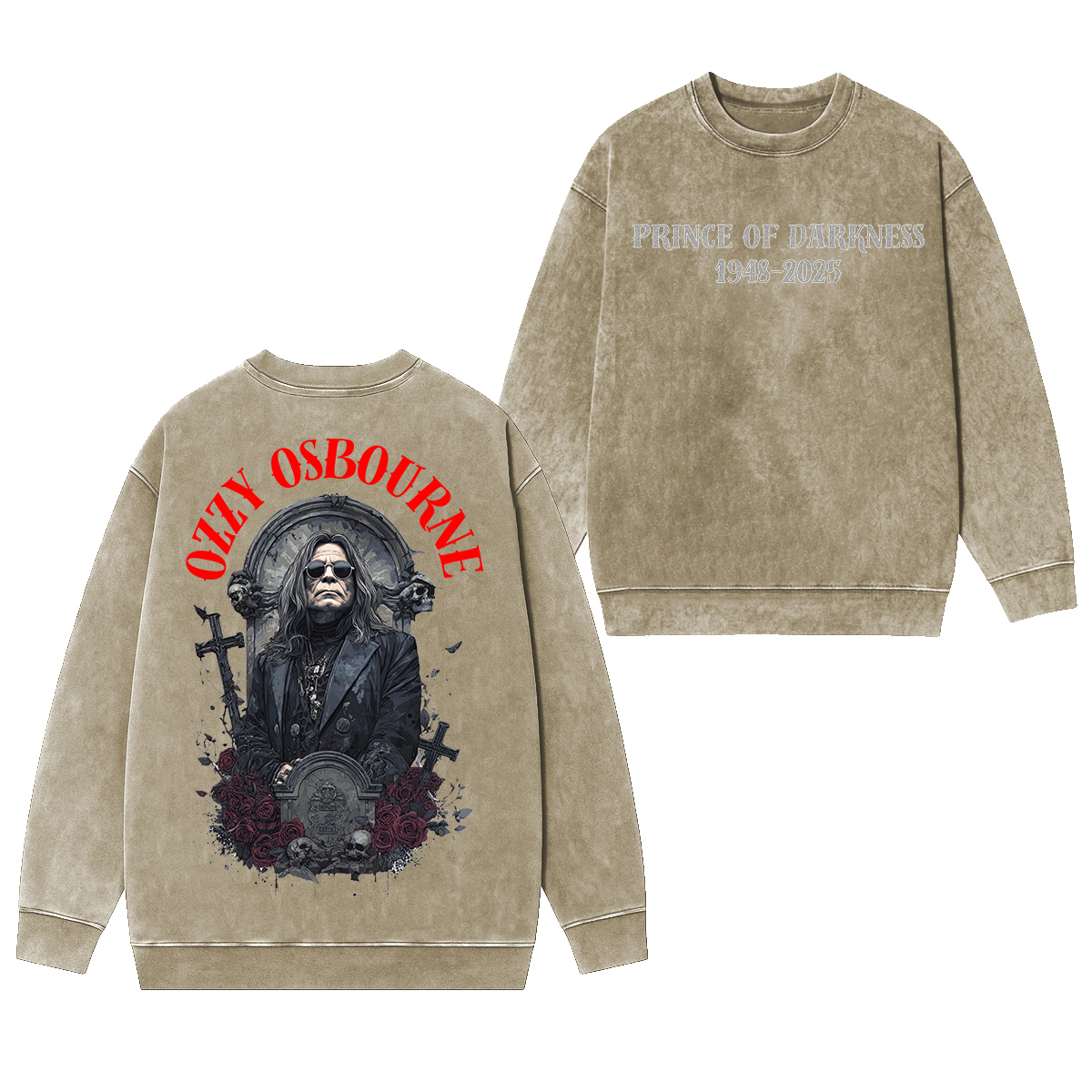 Ozzy Osbourne Memorial Unisex Washed Crewneck Sweatshirt