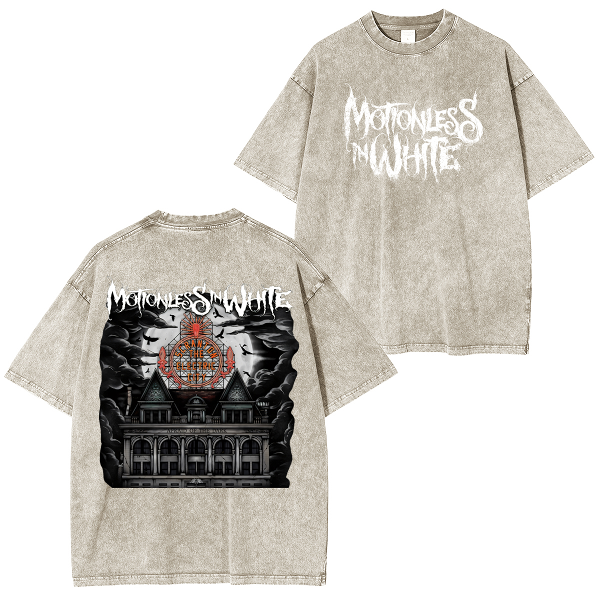 Motionless In White - Afraid Of The Dark - Rock Band  Washed Unisex T-Shirt