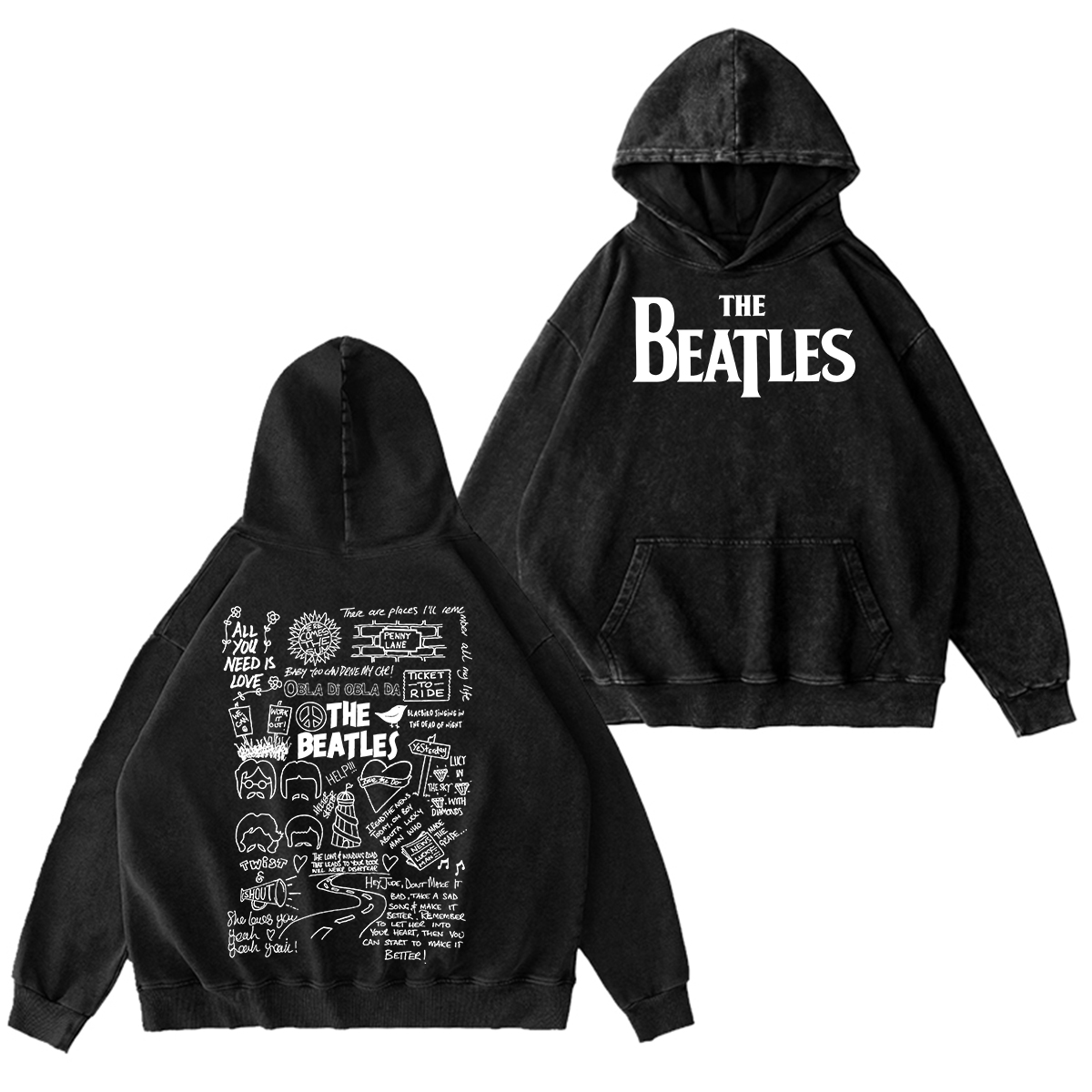 The Beatles Washed Unisex Hoodie