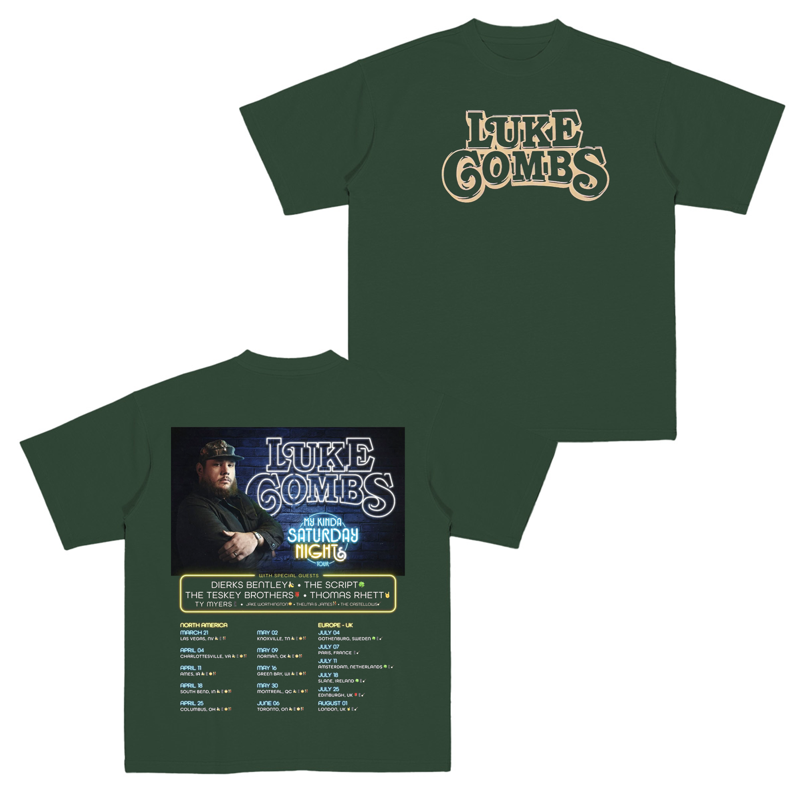 Luke Combs My Kinda Saturday Night Tour 2026 Cotton Unisex T-shirt