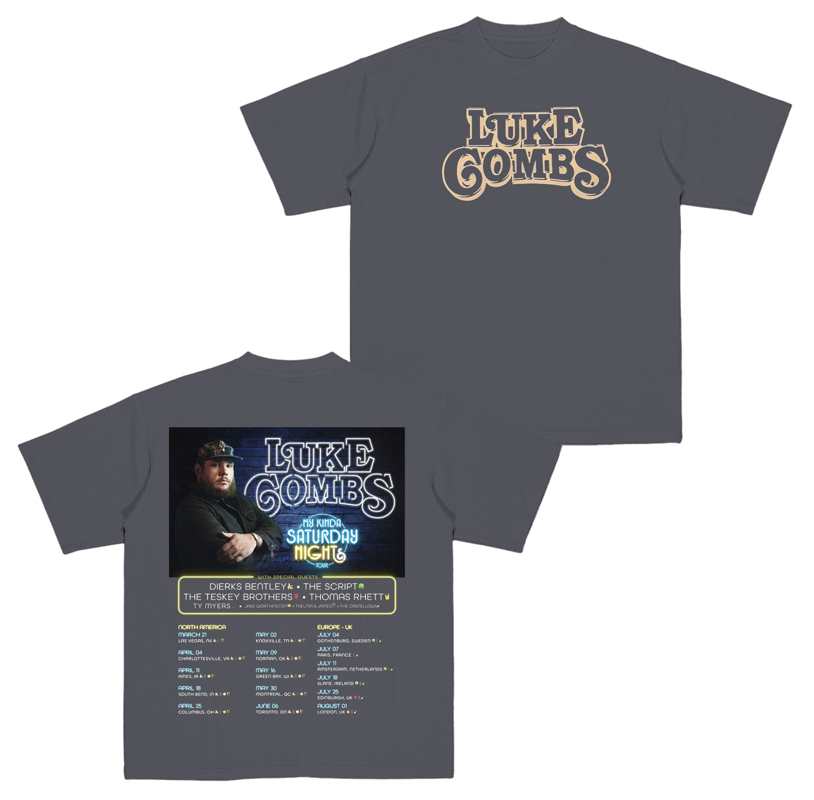 Luke Combs My Kinda Saturday Night Tour 2026 Cotton Unisex T-shirt