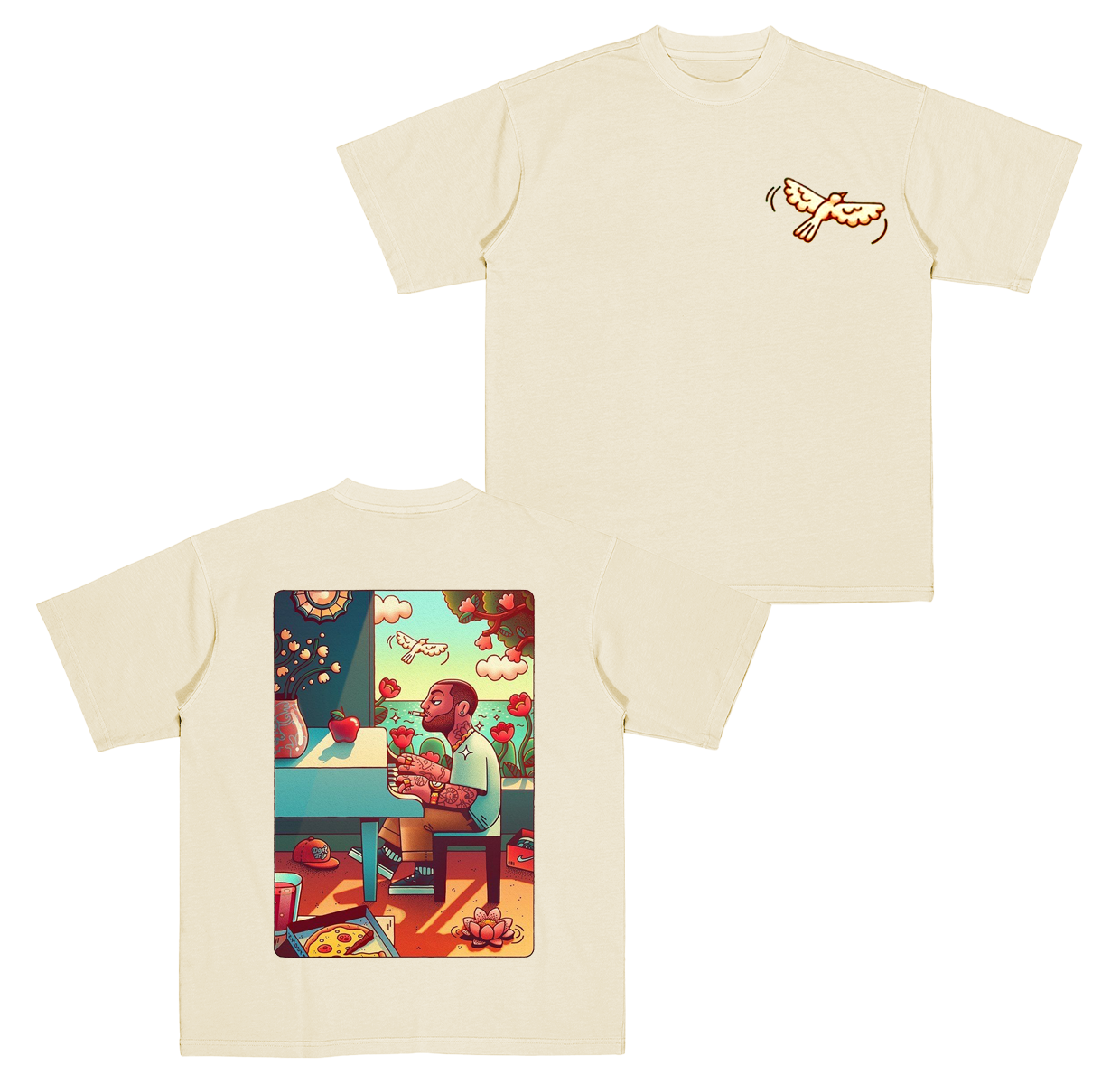 Mac Miller with piano Cotton Unisex T-shirt