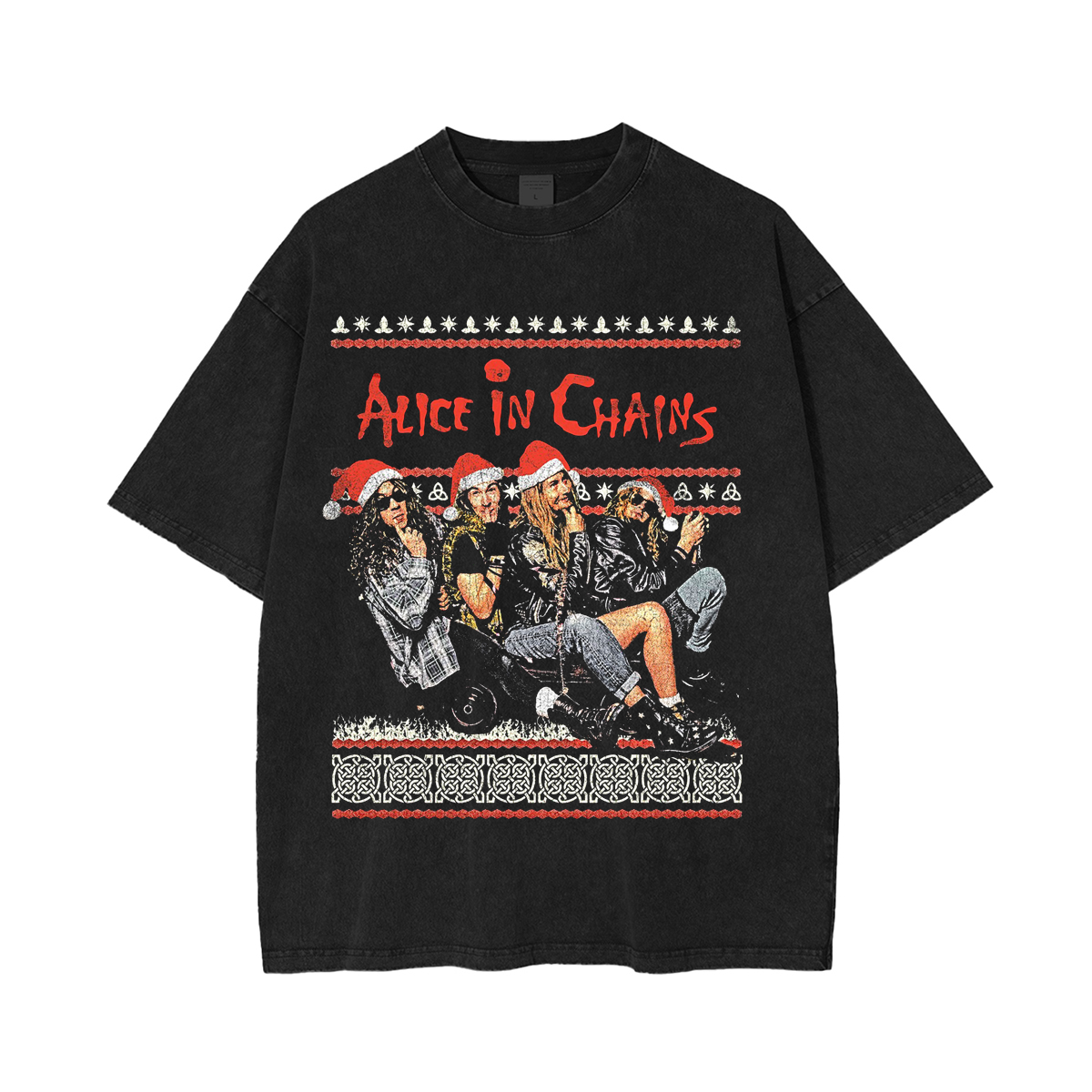 Alice In Chains Fan Christmas Washed Unisex T-Shirt