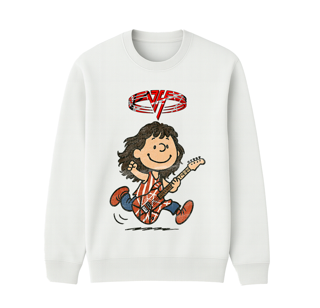 Eddie Van Halen Cartoon Cotton Unisex Crewneck Sweatshirt