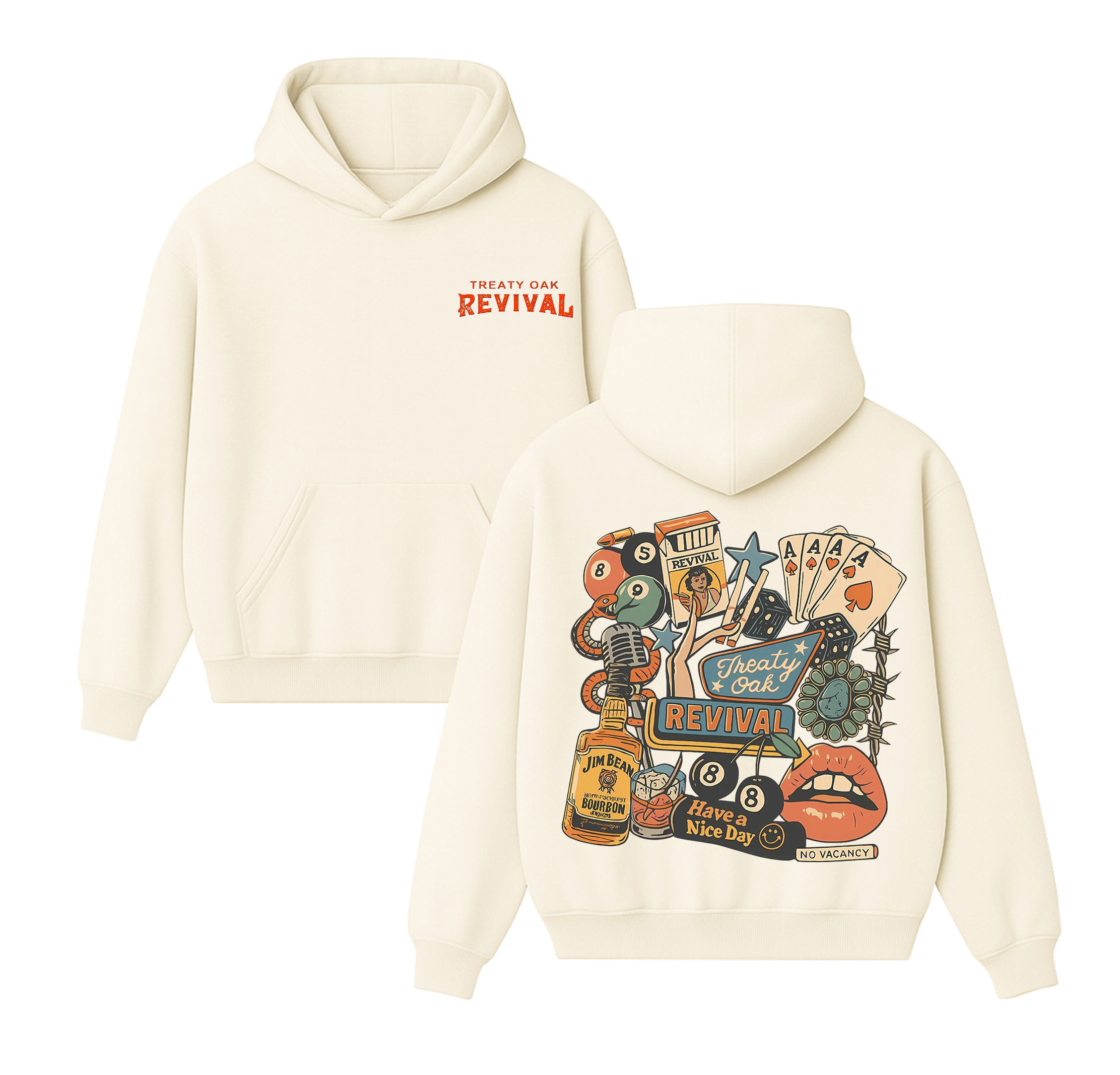 Treaty oak Revival,Retro Bar Cowboy Graphic Cotton Unisex Hoodie