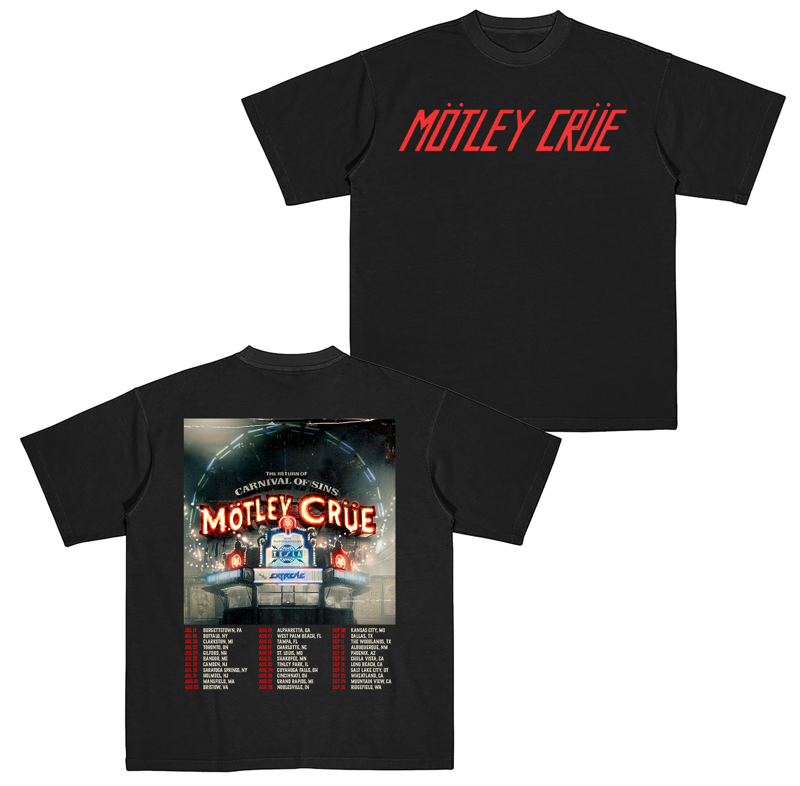 Motley Crue Carnival Of Sins Tour 2026 Cotton Unisex T-shirt