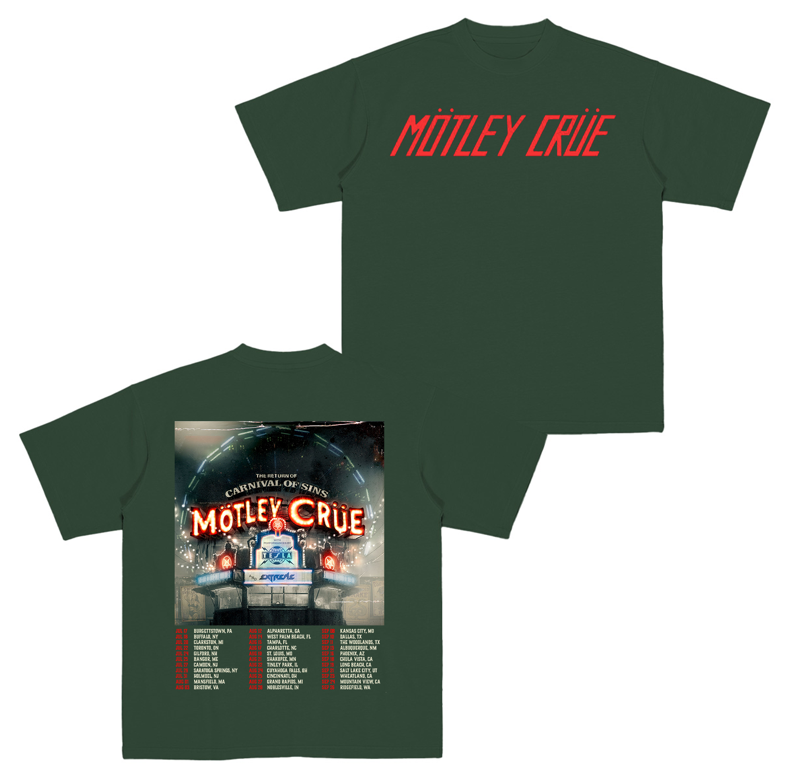 Motley Crue Carnival Of Sins Tour 2026 Cotton Unisex T-shirt