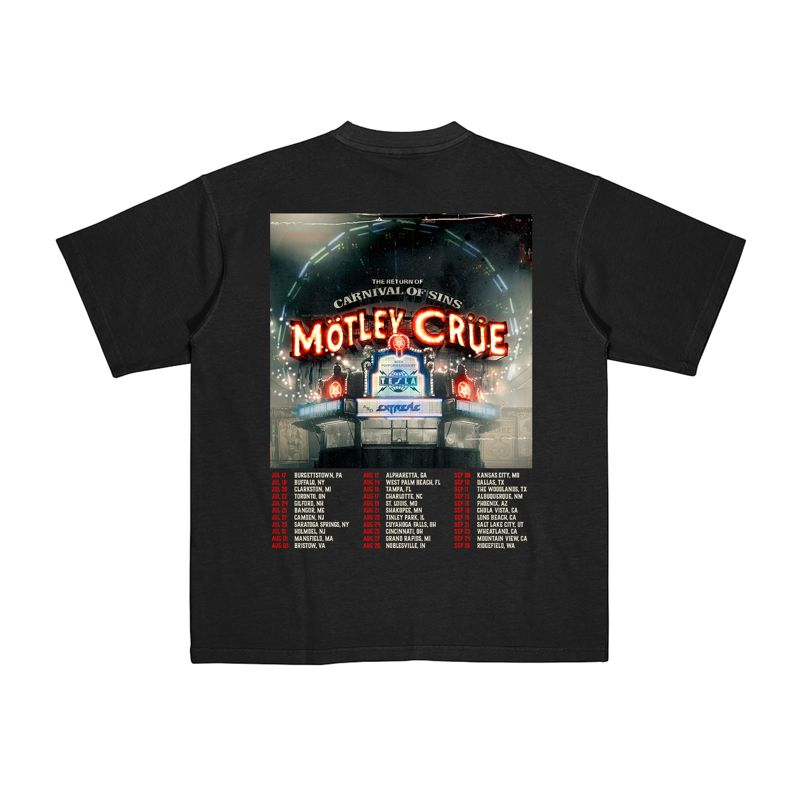 Motley Crue Carnival Of Sins Tour 2026 Cotton Unisex T-shirt