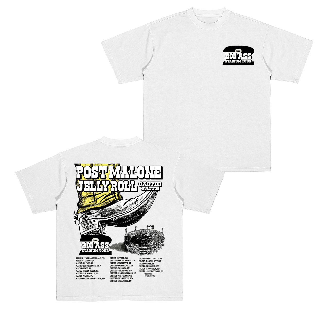 Post Malone The Big Ass Stadium Tour 2026 Cotton Unisex T-shirt