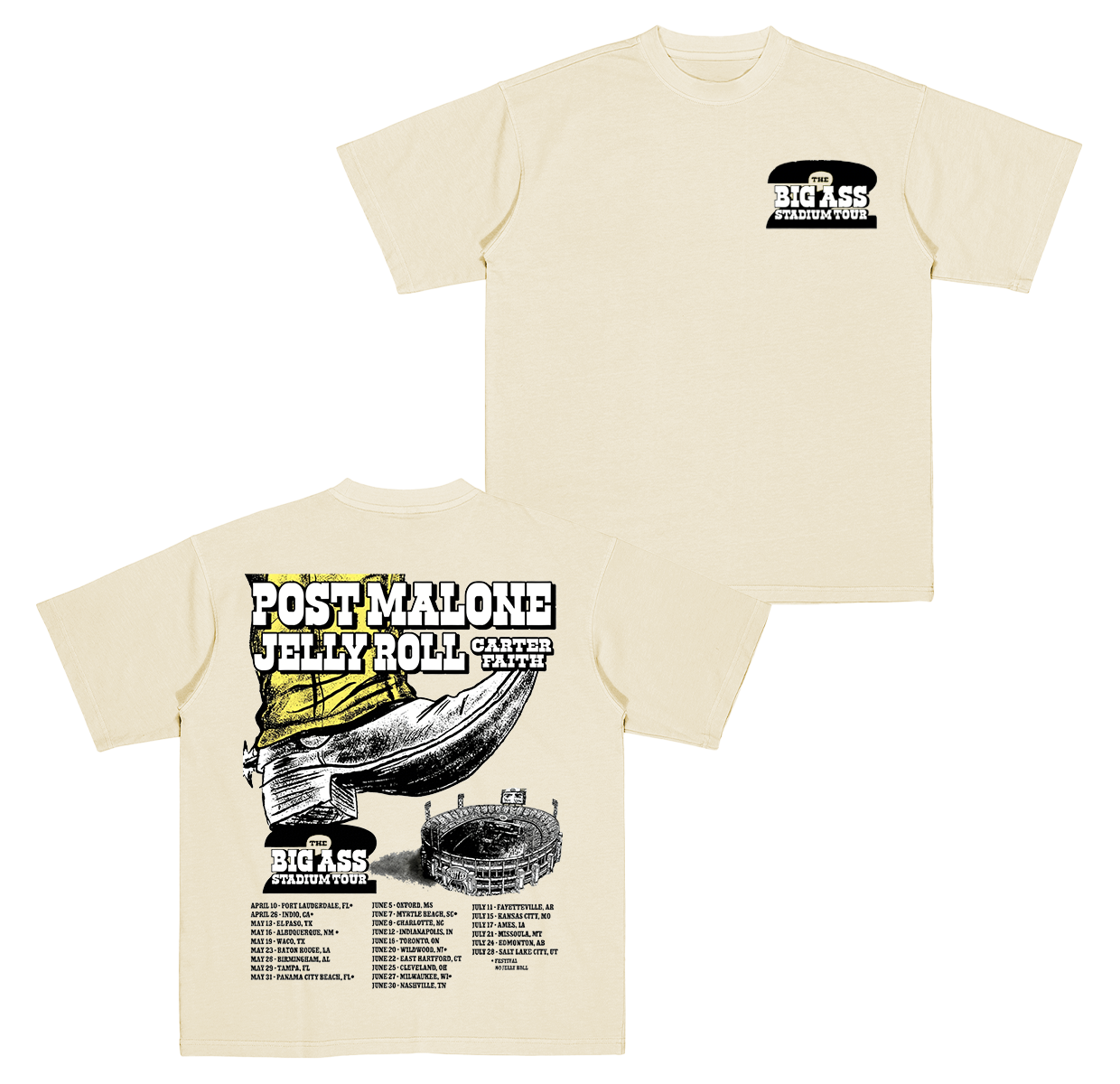 Post Malone The Big Ass Stadium Tour 2026 Cotton Unisex T-shirt