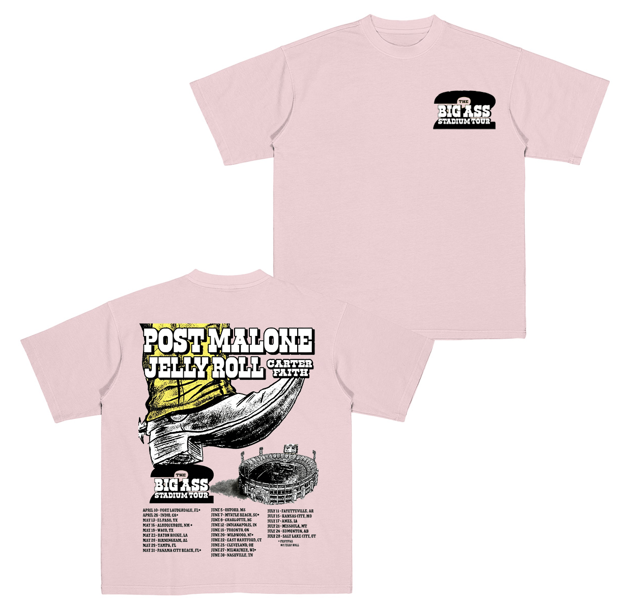 Post Malone The Big Ass Stadium Tour 2026 Cotton Unisex T-shirt