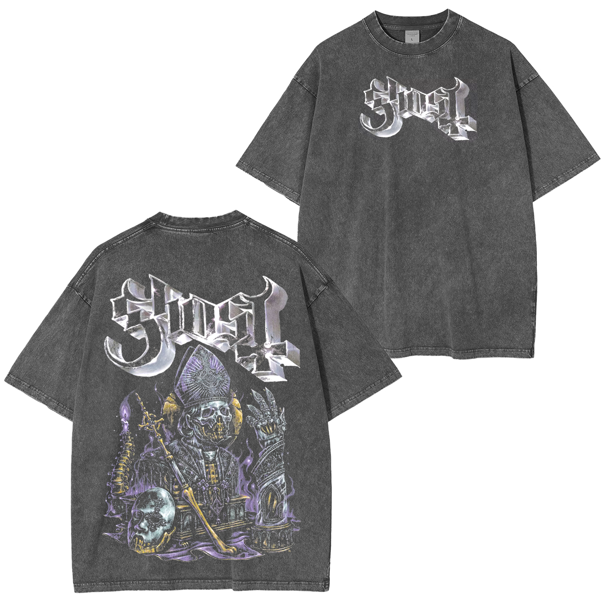 Ghost Skeleton Papa Washed Unisex T-Shirt