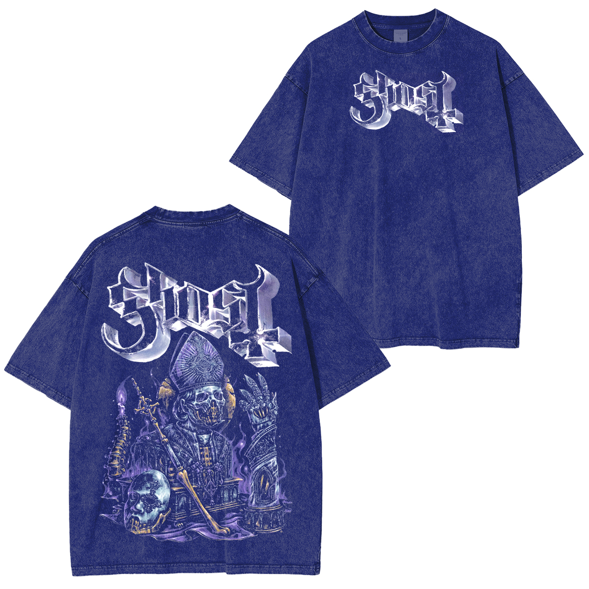 Ghost Skeleton Papa Washed Unisex T-Shirt