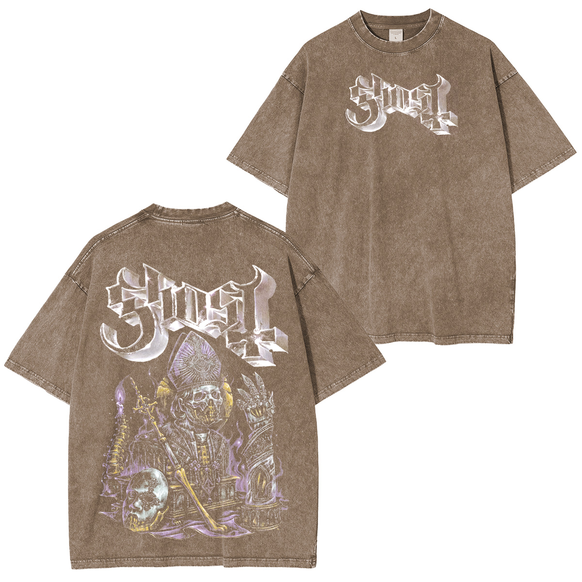 Ghost Skeleton Papa Washed Unisex T-Shirt
