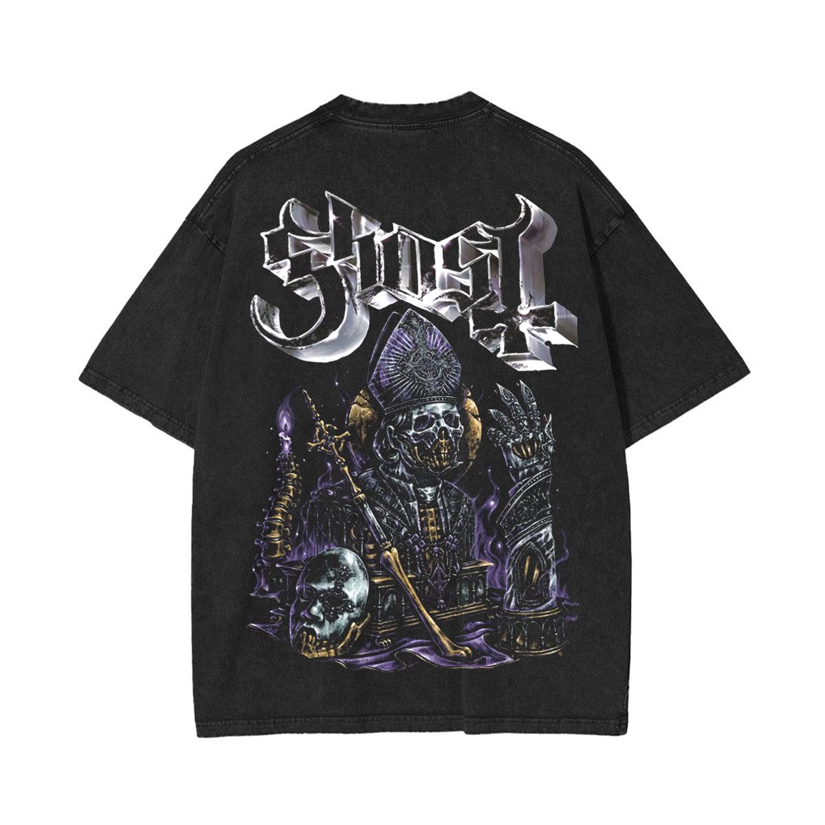 Ghost Skeleton Papa Washed Unisex T-Shirt