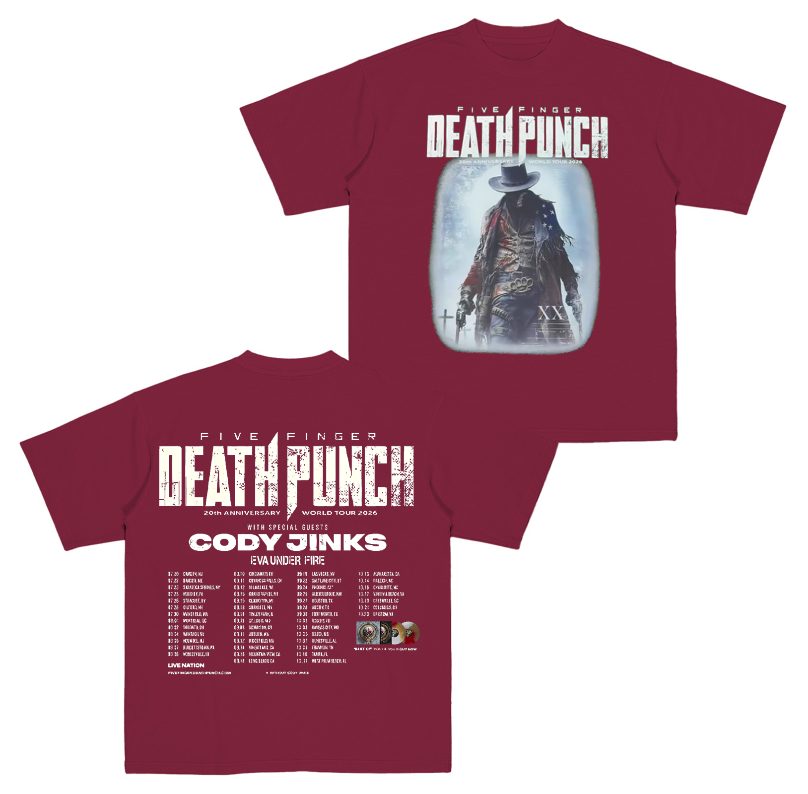 Five Finger Death Punch 20th Anniversary World Tour 2026 Cotton Unisex T-shirt