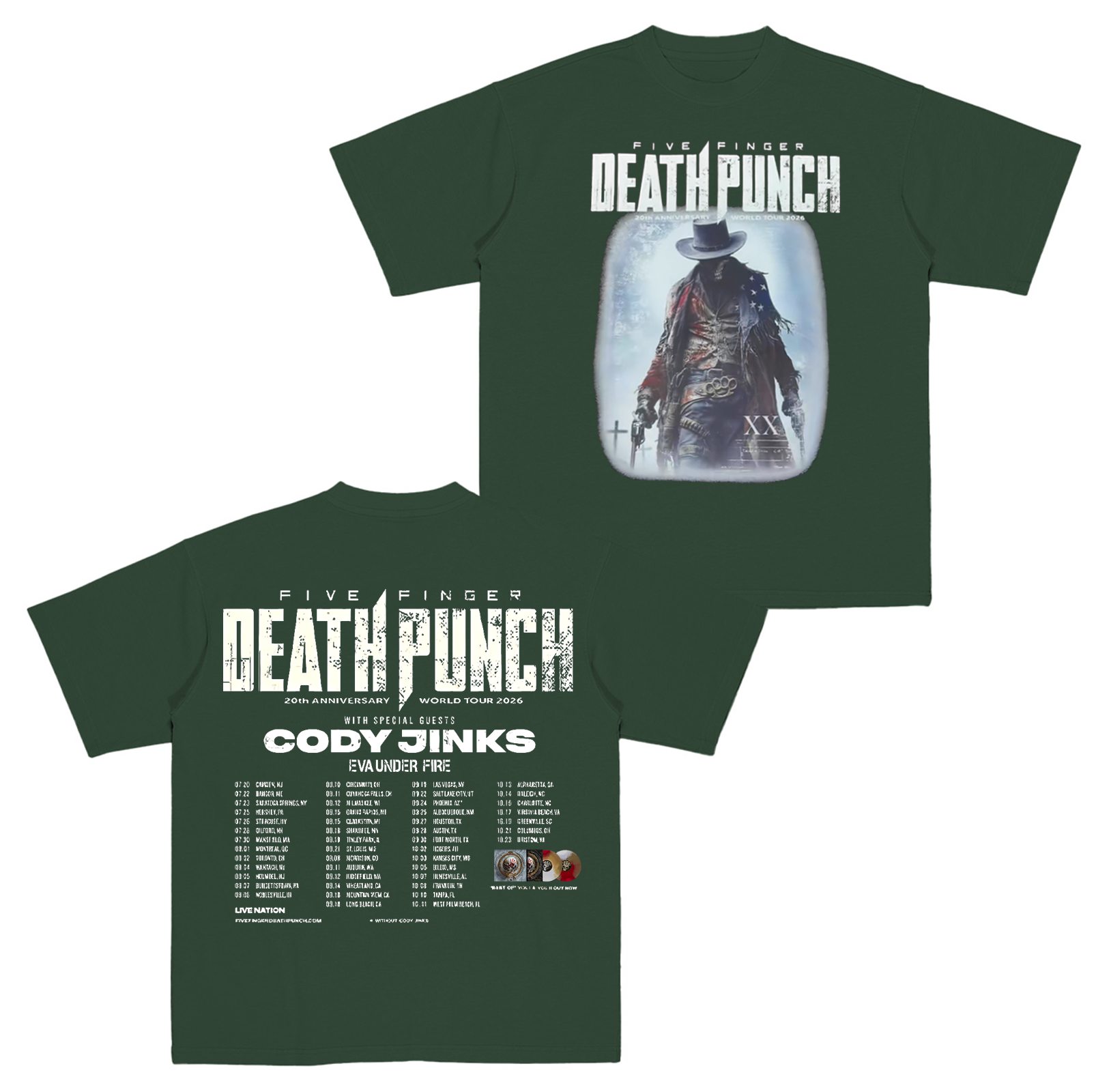 Five Finger Death Punch 20th Anniversary World Tour 2026 Cotton Unisex T-shirt