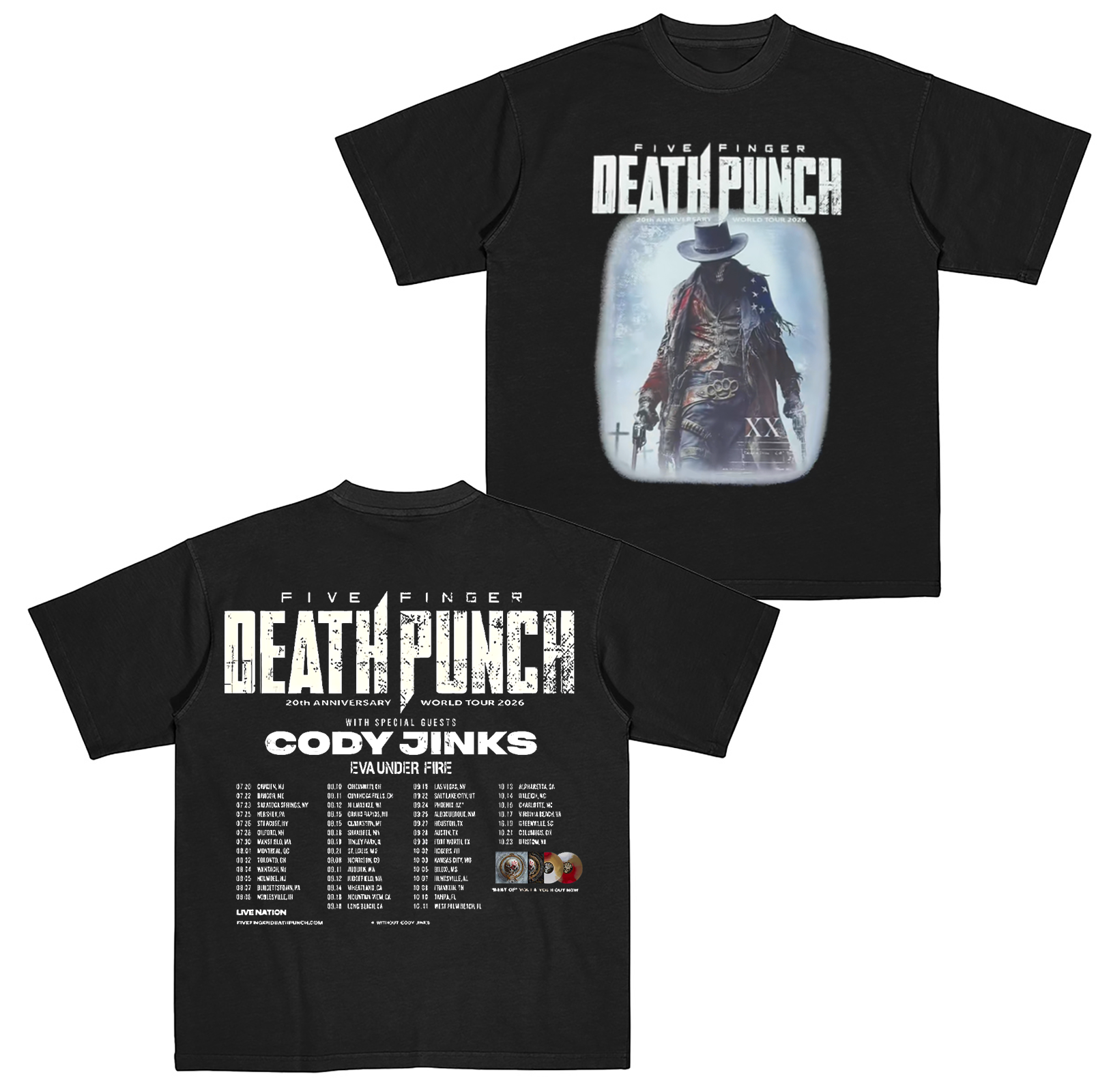 Five Finger Death Punch 20th Anniversary World Tour 2026 Cotton Unisex T-shirt